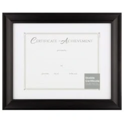 11x14 Matted To 8.5x11 Black Linear Frame With White Mat Document Frame