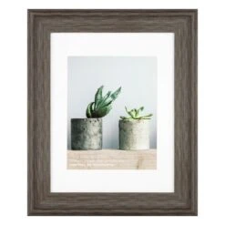 11x14 Matted To 8x10 Scoop Profile White Mat Wall Frame, Dark Grey