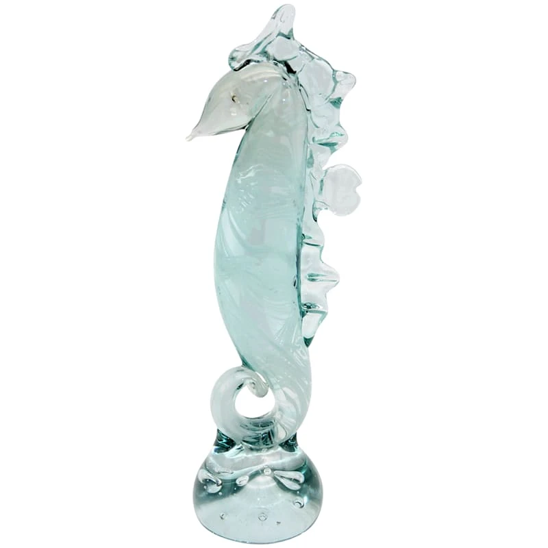 12.9in. Light Blue Art Glass Seahorse 1 12.9in. Light Blue Art Glass Seahorse