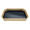 14In Black Glass And Wood Tray