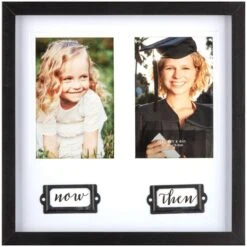 2-Opening Now & Then White Matted Graduation Photo Frame, 4x6