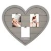 3-Opening Gray Plank Heart Shaped Photo Clip Collage Frame