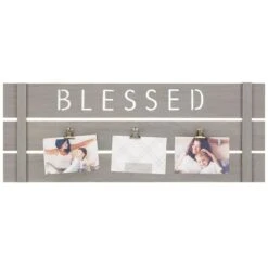 3-Opening Greywash Plank With Blessed Cutout Word Clip Collage Frame
