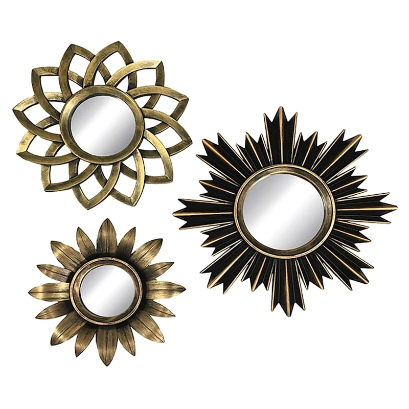 3-Piece Gold Accent Wall Mirror Set 1 3-Piece Gold Accent Wall Mirror Set