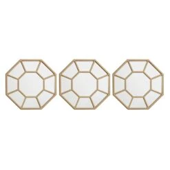 3-Piece Gold Octagon Mirror Set, 10"
