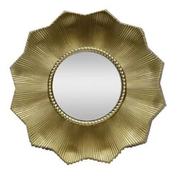 3-Piece Gold Sunburst Wall Mirror Set, 10" -Modern Decor Shop 3 piece gold sunburst wall mirror set 10 2