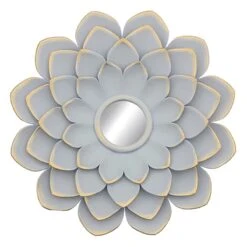 3-Piece Grey Floral Accent Wall Mirror Set -Modern Decor Shop 3 piece grey floral accent wall mirror set 3