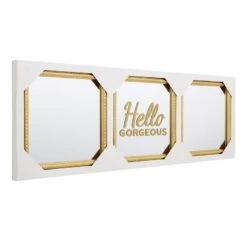 3-Piece Hello Gorgeous Gold Framed Wall Mirror Set, 10" -Modern Decor Shop 3 piece hello gorgeous gold framed wall mirror set 10 7