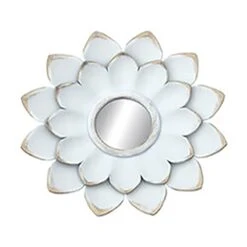 3-Piece White Floral Accent Wall Mirror Set, 14" -Modern Decor Shop 3 piece white floral accent wall mirror set 14 2