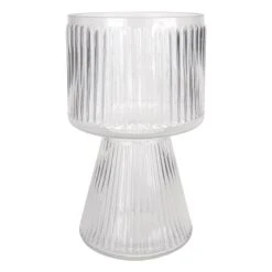 8In Clear Ribbed Bulb Vase