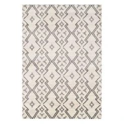 (A463) Raymond Ivory & Dark Grey Moroccan Styled Area Rug, 8x10