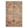 (A465) Pink Jeweled Medallion Area Rug, 5x8