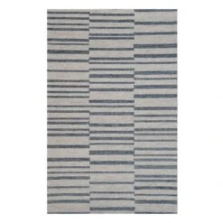 (A507) Ty Pennington Owens Blue & White Broken Stripe Area Rug, 5x7