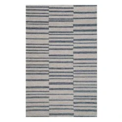 (A507) Ty Pennington Owens Blue & White Broken Stripe Runner, 2x8