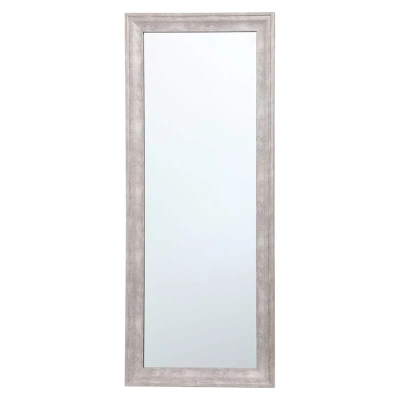 Antiqued Silver Barb Framed Wall Mirror, 24x58 1 Antiqued Silver Barb Framed Wall Mirror, 24x58