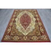 (B33) Ivory & Red Traditional Teardrop Design Area Rug, 7x10
