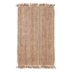 (B485) Honeybloom Jute Boucle Fringe Area Rug, 7x10