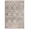 (B616) Flokati Anthracite & Cream Diamond Runner, 2x7