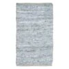 (B637) Faux Leather Grey Area Rug Woven With Metallic Threads, 5x7
