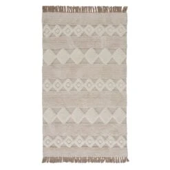 (B690) St. Marco Ivory Flatweave Diamond Design Area Rug, 8x10