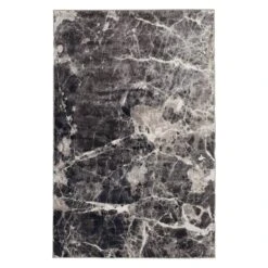(B700) Adore Alaya Black & White Marbled Area Rug, 5x7