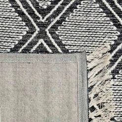 (B709) Found & Fable Goa Black Diamond Design Runner, 2x6 -Modern Decor Shop b709 found fable goa black diamond design runner 2x6 3