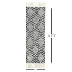 (B709) Found & Fable Goa Black Diamond Design Runner, 2x6 -Modern Decor Shop b709 found fable goa black diamond design runner 2x6 4