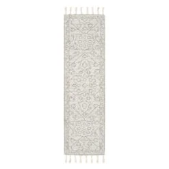 (B719) Elsa Cream Flatweave Fringe Runner, 2x7