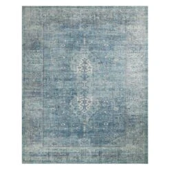 (B721) Alana Blue Medallion Area Rug, 8x10