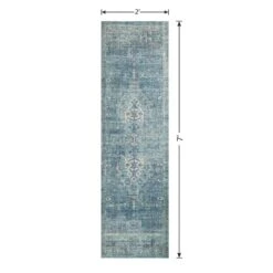 (B721) Found & Fable Alana Blue Medallion Runner, 2x7 -Modern Decor Shop b721 found fable alana blue medallion runner 2x7 5