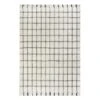 (B725) Black & White Plaid Area Rug, 5x7