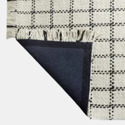 (B725) Black & White Plaid Area Rug, 5x7 -Modern Decor Shop b725 black white plaid area rug 5x7 3