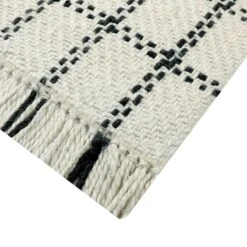(B725) Black & White Plaid Area Rug, 5x7 -Modern Decor Shop b725 black white plaid area rug 5x7 4