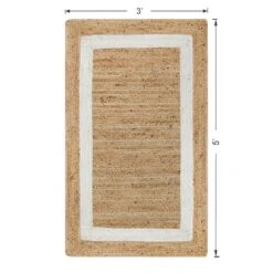 (B728) Kinsey Natural Border Accent Rug, 3x5 -Modern Decor Shop b728 kinsey natural border accent rug 3x5 5