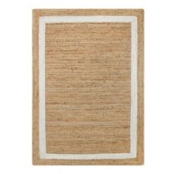 (B728) Kinsey Natural Border Area Rug, 5x7
