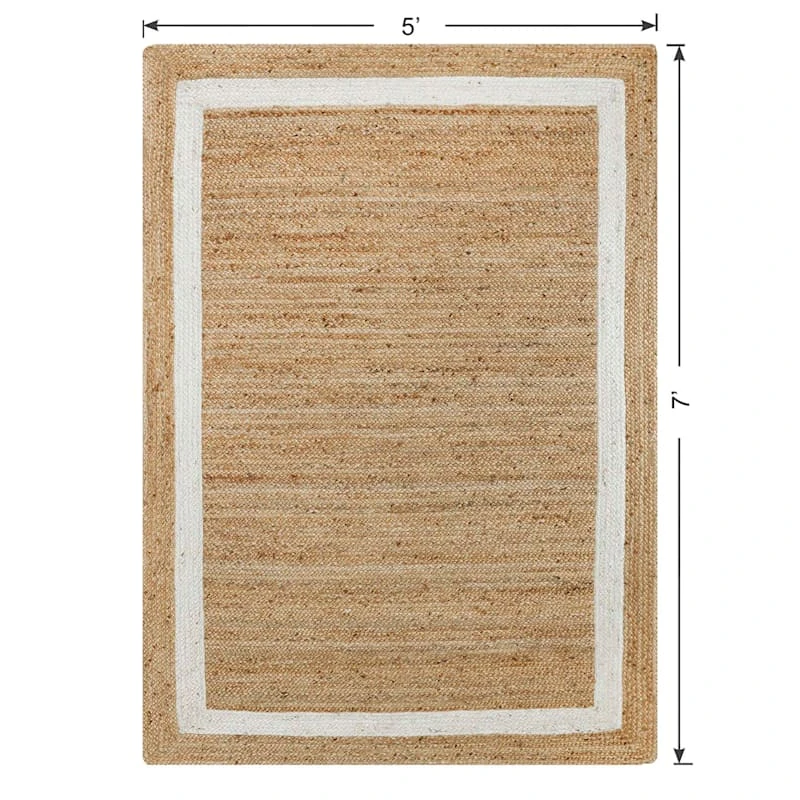 (B728) Kinsey Natural Border Area Rug, 5x7 5 (B728) Kinsey Natural Border Area Rug, 5x7 - Image 5