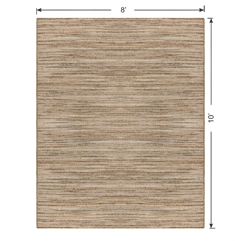 (B729) Ty Pennington Kensie Natural Striped Jute Area Rug, 8x10 5 (B729) Ty Pennington Kensie Natural Striped Jute Area Rug, 8x10 - Image 5