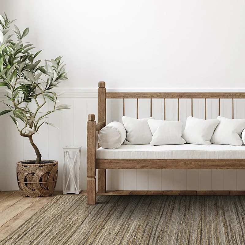 (B729) Ty Pennington Kensie Natural Striped Jute Area Rug, 8x10 6 (B729) Ty Pennington Kensie Natural Striped Jute Area Rug, 8x10 - Image 6