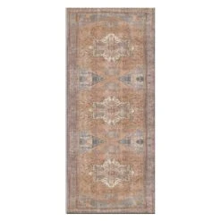 (B755) Honeybloom Aria Orange Multicolor Medallion Runner, 2x7