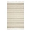 (B779) Reese Ivory Striped Fringe Area Rug, 5x7