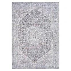 (B785) Colin Blue Medallion Washable Area Rug, 5x7