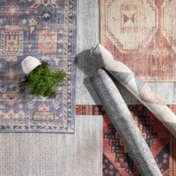 (B785) Colin Blue Medallion Washable Area Rug, 5x7 -Modern Decor Shop b785 colin blue medallion washable area rug 5x7 4