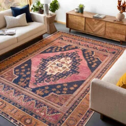 (B794) Amelie Multicolor Medallion Washable Area Rug, 8x10 -Modern Decor Shop b794 amelie multicolor medallion washable area rug 8x10 5