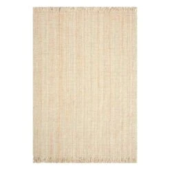 (B795) Fairfax Natural Jute Fringe Area Rug, 5x7