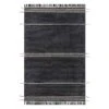 (B817) Hutton Black Flatweave Tassel Area Rug, 5x7