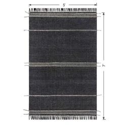 (B817) Hutton Black Flatweave Tassel Area Rug, 5x7 -Modern Decor Shop b817 hutton black flatweave tassel area rug 5x7 6