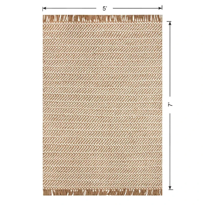 (B821) Crosby St Moore Natural Herringbone Area Rug, 5x7 6 (B821) Crosby St Moore Natural Herringbone Area Rug, 5x7 - Image 6