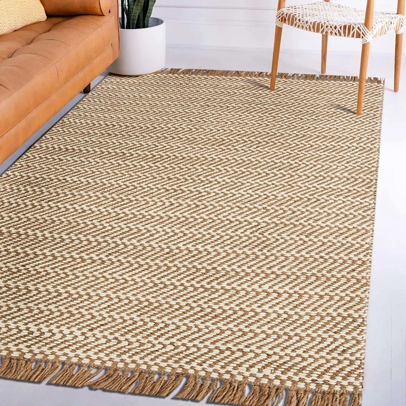 (B821) Crosby St Moore Natural Herringbone Area Rug, 5x7 7 (B821) Crosby St Moore Natural Herringbone Area Rug, 5x7 - Image 7
