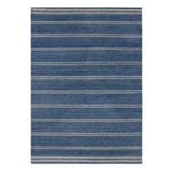 (B824) Ty Pennington Terrace Indigo Striped Flatweave Area Rug, 5x7