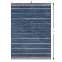 (B824) Ty Pennington Terrace Indigo Striped Flatweave Area Rug, 5x7 -Modern Decor Shop b824 ty pennington terrace indigo striped flatweave area rug 5x7 6
